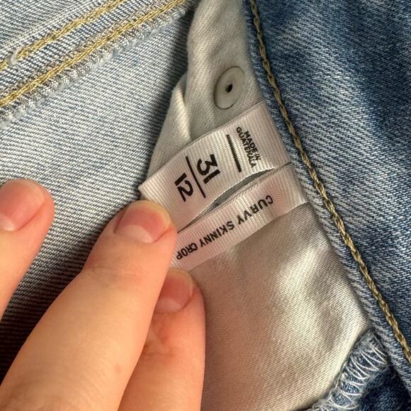 Loft Blue Light Wash Denim Distressed Curvy Skinny Cropped Jeans Women 12/31 - Picture 10 of 13